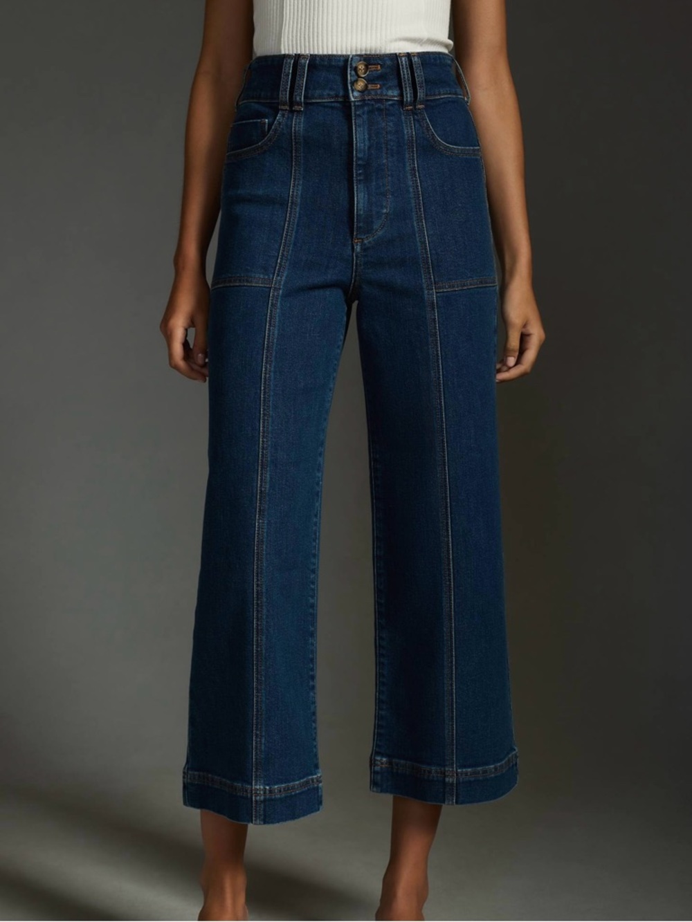 Anthropologie Pilcro | The Skipper Seamed High-Rise Cropped Wide-Leg Jeans ~ 30 - Picture 2 of 15
